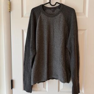 James Perse Dark Gray Two Tone Crewneck Sweater Cashmere and Wool